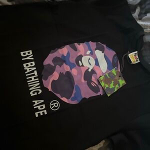 Bape Black Tee with Multicolor Logo